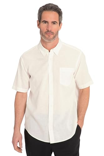 JP 1880 Herren große Größen Übergrößen Menswear L-8XL Leinenmix-Hemd, Halbarm, Buttondown-Kragen, Modern Fit schneeweiß 4XL 782692200-4XL von JP 1880