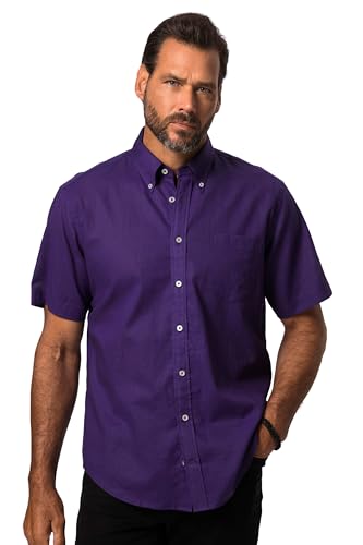 JP 1880 Herren große Größen Übergrößen Menswear L-8XL Leinenmix-Hemd, Halbarm, Buttondown-Kragen, Modern Fit veilchenlila 3XL 782692744-3XL von JP 1880