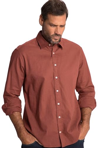 JP 1880 Herren große Größen Übergrößen Menswear L-8XL Leinenmix Hemd, Langarm, Kentkragen, Modern Fit marsalarot 6XL 813903540-6XL von JP 1880