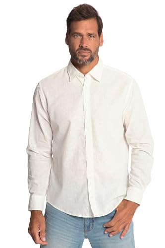 JP 1880 Herren große Größen Übergrößen Menswear L-8XL Leinenmix Hemd, Langarm, Kentkragen, Modern Fit schneeweiß 5XL 813903200-5XL von JP 1880