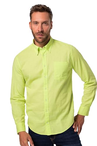 JP 1880 Herren Leinenmixhemd, Langarm, Buttondown-kragen, Modern Fit Hemd, Neon Gelb, 4XL EU von JP 1880