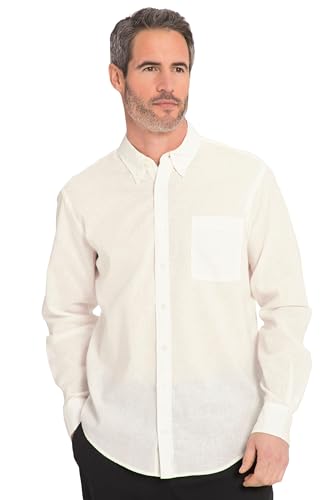 JP 1880 Herren große Größen Übergrößen Menswear L-8XL Leinenmixhemd, Langarm, Buttondown-Kragen, Modern Fit schneeweiß 4XL 782629200-4XL von JP 1880