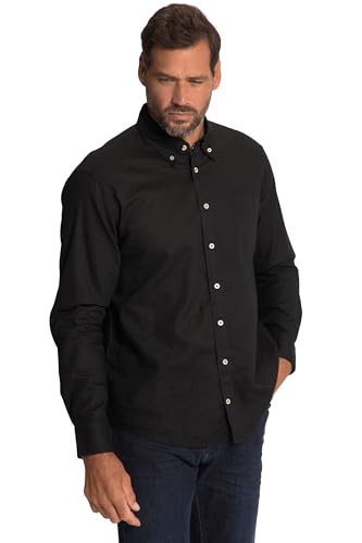 JP 1880 Herren große Größen Übergrößen Menswear L-8XL Leinenmixhemd, Langarm, Buttondown-Kragen, Modern Fit schwarz 5XL 782629130-5XL von JP 1880