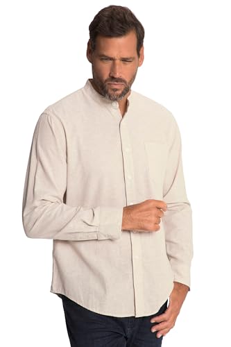 JP 1880 Herren Leinenmixhemd, Langarm, Stehkragen, Modern Fit Hemd, Cremeweiß, 4XL EU von JP 1880