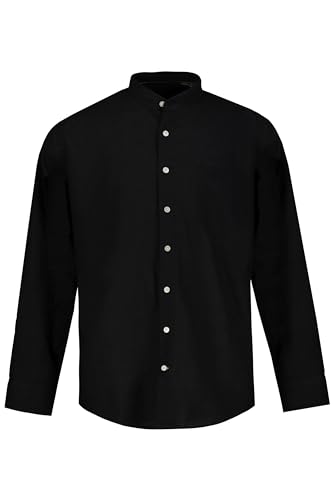 JP 1880 Herren große Größen Übergrößen Menswear L-8XL Leinenmixhemd, Langarm, Stehkragen, Modern Fit schwarz XXL 790394130-XXL von JP 1880