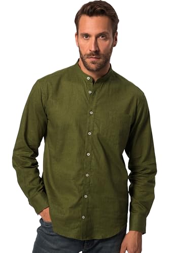 JP 1880 Herren große Größen Übergrößen Menswear L-8XL Leinenmixhemd, Langarm, Stehkragen, Modern Fit seegrün 4XL 790394441-4XL von JP 1880