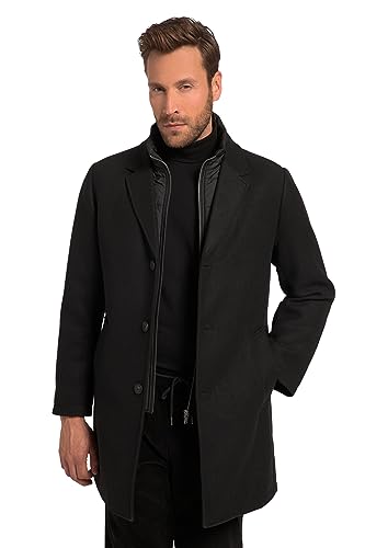 JP 1880 Herren große Größen Übergrößen Menswear L-8XL Mantel, Wollmix, Stepp-Einsatz, Reverskragen, bis 8 XL schwarz 3XL 821066100-3XL von JP 1880