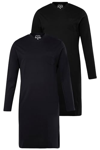 JP 1880 Herren große Größen Übergrößen Menswear L-8XL Nachthemd, Homewear, 2er-Pack, Uni, Langarm, bis Gr 8XL schwarz 8XL 828350100-8XL von JP 1880