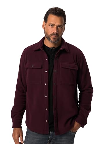 JP 1880 Herren große Größen Übergrößen Menswear L-8XL Overshirt, Langarm, Hemd, Kentkragen, Fleece, bis 8 XL dunkel weinrot 3XL 820517350-3XL von JP 1880