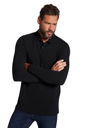 JP 1880 Herren große Größen Übergrößen Menswear L-8XL Poloshirt, Basic, Langarm, Piqué, bis 8 XL schwarz 5XL 799230130-5XL von JP 1880