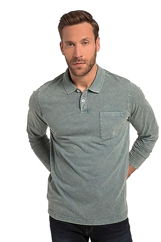 JP 1880 Herren große Größen Übergrößen Menswear L-8XL Poloshirt, Denim, Langarm, Jeansoptik, Brusttasche, bis 8 XL Blue Denim 3XL 819834902-3XL von JP 1880