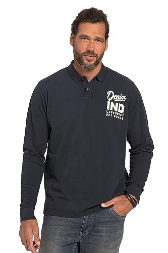 JP 1880 Herren große Größen Übergrößen Menswear L-8XL Poloshirt, Langarm, Piqué, vorgewaschen, Brustprint Navy blau 3XL 820104130-3XL von JP 1880