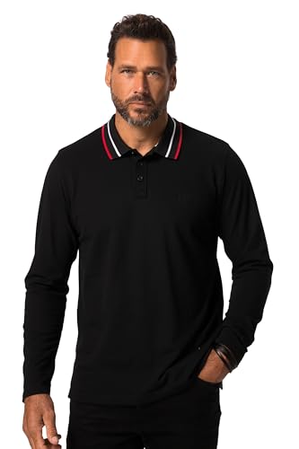 JP 1880 Herren, Piquee, Kontraststreifen, 1/1 Poloshirts, schwarz, 56 von JP 1880