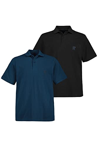 JP 1880 Herren große Größen Übergrößen Menswear L-8XL Poloshirts, Basic, 2er-Pack, Piqué, gekämmte Baumwolle Mittelblau XL 704317759-XL von JP 1880