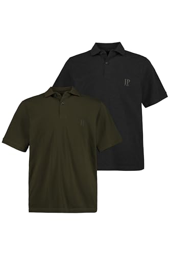 JP 1880 Herren große Größen Übergrößen Menswear L-8XL Poloshirts, Basic, 2er-Pack, Piqué, gekämmte Baumwolle dunkel Khaki 7XL 704317430-7XL von JP 1880