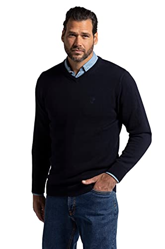 JP 1880 Herren große Größen Übergrößen Menswear L-8XL Pullover, Basic Form, V-Ausschnitt, Baumwolle dunkel Marine L 723418730-L von JP 1880