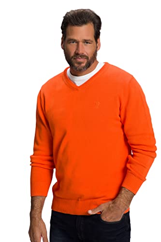 JP 1880 Herren große Größen Übergrößen Menswear L-8XL Pullover, Basic Form, V-Ausschnitt, Baumwolle knallorange XXL 723418654-XXL von JP 1880