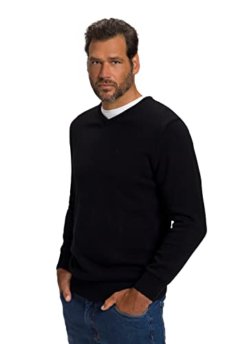 JP 1880 Herren große Größen Übergrößen Menswear L-8XL Pullover, Basic Form, V-Ausschnitt, Baumwolle schwarz XXL 723418100-XXL von JP 1880