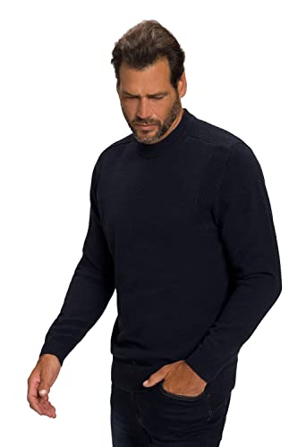 JP 1880 Herren große Größen Übergrößen Menswear L-8XL Pullover, Langarm, RIPP Stehkragen, Strukturstrick, bis 8 XL Navy Melange 4XL 808482720-4XL von JP 1880