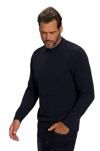 JP 1880 Herren große Größen Übergrößen Menswear L-8XL Pullover, Langarm, RIPP Stehkragen, Strukturstrick, bis 8 XL Navy Melange 4XL 808482720-4XL von JP 1880