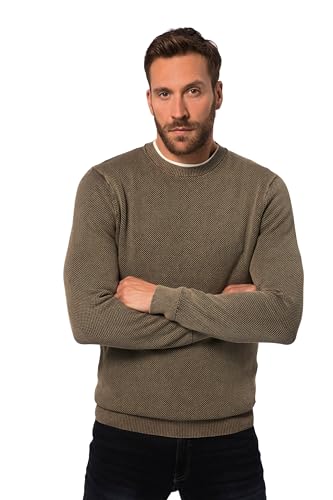 JP 1880 Herren große Größen Übergrößen Menswear L-8XL Pullover, Strukturstrick, Vintage Look, Rundhals haselnuss 6XL 813571110-6XL von JP 1880