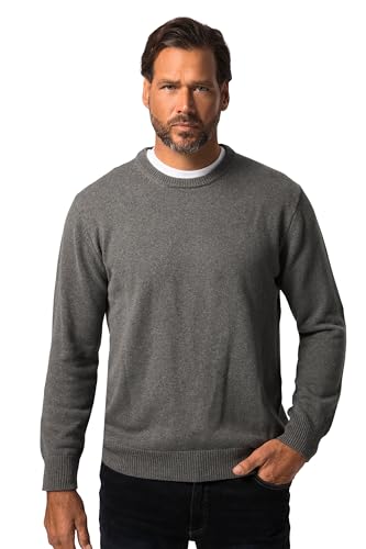 JP 1880 Herren große Größen Übergrößen Menswear L-8XL Pullover, runder Ausschnitt, JP1880-Stick, Baumwolle grau Melange 6XL 708261123-6XL von JP 1880