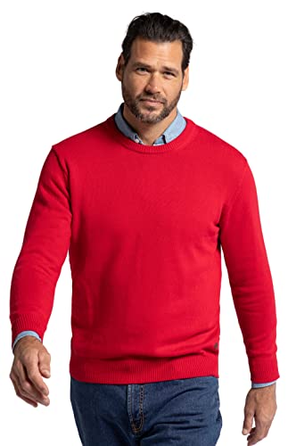 JP 1880 Herren große Größen Übergrößen Menswear L-8XL Pullover, runder Ausschnitt, JP1880-Stick, Baumwolle rot XXL 708261530-XXL von JP 1880