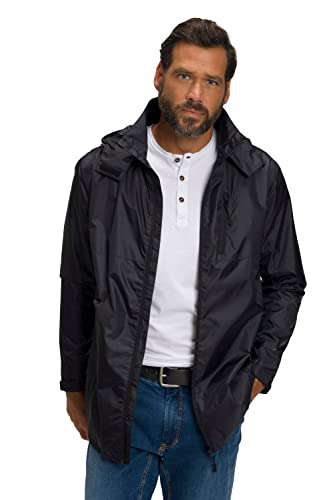 JP 1880 Herren große Größen Übergrößen Menswear L-8XL Regenjacke, wasserdicht, Kapuze, Zipper, leichtes Mesh Futter schwarz 3XL 809332100-3XL von JP 1880