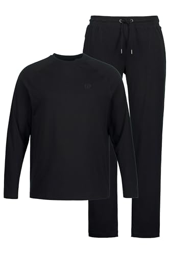 JP 1880 Herren große Größen Übergrößen Menswear L-8XL Schlafanzug, Langarmshirt, Lange Hose, schmale Passform schwarz 3XL 812389130-3XL von JP 1880