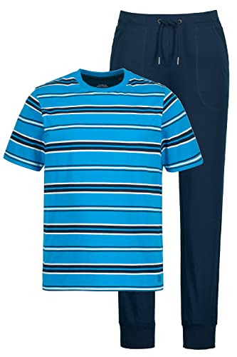 JP 1880 Herren große Größen Übergrößen Menswear L-8XL Schlafanzug, Ringelshirt, Lange Hose, schmale Passform Mattes Nachtblau 7XL 812490130-7XL von JP 1880