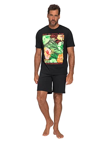 JP 1880 Herren große Größen Übergrößen Menswear L-8XL Schlafanzug, kurz, Shirt mit Print, Shorts, bis 7 XL schwarz 5XL 814669130-5XL von JP 1880