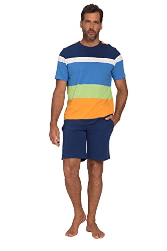 JP 1880 Herren große Größen Übergrößen Menswear L-8XL Schlafanzug, kurz, geringeltes Shirt, Shorts, bis 7 XL blau violett 3XL 814672731-3XL von JP 1880