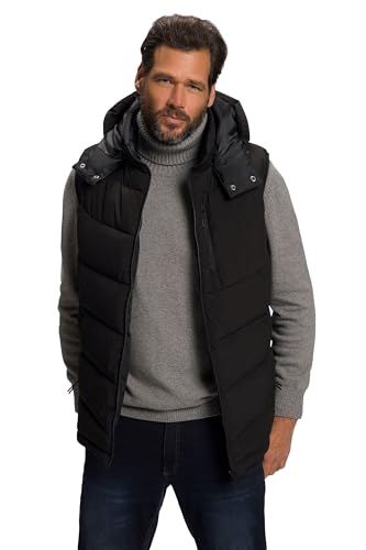 JP 1880 Herren große Größen Übergrößen Menswear L-8XL Steppweste, DownTouch Wattierung, Kapuze schwarz 4XL 795026100-4XL von JP 1880