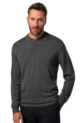 JP 1880 Herren große Größen Übergrößen Menswear L-8XL Strick-Poloshirt FLEXNAMIC®, Langarm, Merino-Mix, bis 7 XL Schiefer 4XL 829307120-4XL von JP 1880