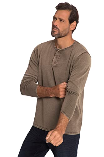 JP 1880 Herren Henley mit Rollkanten, Washed Pullover, Mokka, XXXXXL von JP 1880