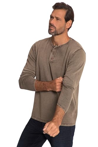 JP 1880 Herren Henley mit Rollkanten, Washed Pullover, Mokka, X-Large von JP 1880