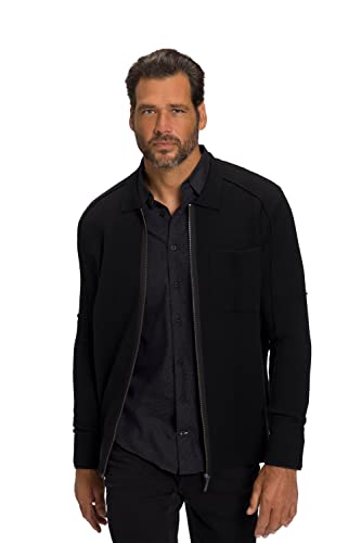 JP 1880 Herren große Größen Übergrößen Menswear L-8XL Strickjacke, Feinstrick, Zipper, Hemdkragen schwarz 6XL 809082100-6XL von JP 1880