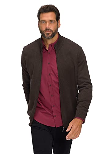 JP 1880 Herren große Größen Übergrößen Menswear L-8XL Strickjacke, Rippstrick, Stehkragen, Zipper Schwarzbraun 5XL 809062127-5XL von JP 1880