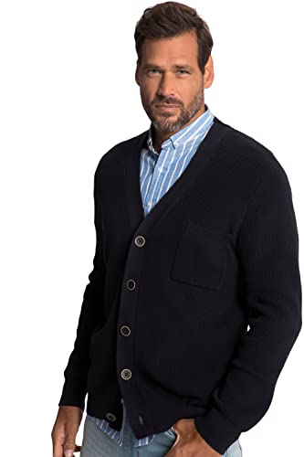 JP 1880 Herren große Größen Übergrößen Menswear L-8XL Strickjacke, V-Ausschnitt, Knopfleiste, Brusttasche Mattes Nachtblau 6XL 814057130-6XL von JP 1880