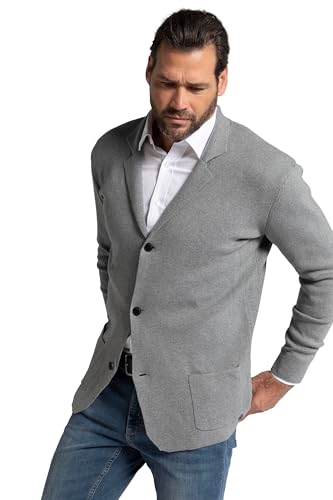 JP 1880 Herren große Größen Menswear L-8XL Stricksakko, FLEXNAMIC®, Business, Milano-Strick, Reverskragen, bis 8 XL grau Melange 6XL 782666123-6XL von JP 1880