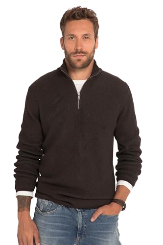 JP 1880 Herren große Größen Übergrößen Menswear L-8XL Stricktroyer, FLEXNAMIC®, Wollmix, Stehkragen, Zipper, bis 8 XL Dunkelbraun 3XL 820715117-3XL von JP 1880