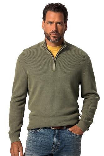 JP 1880 Herren große Größen Übergrößen Menswear L-8XL Stricktroyer, Rippstrick, Troyerkragen mit Zipper moosgrün 5XL 823452438-5XL von JP 1880