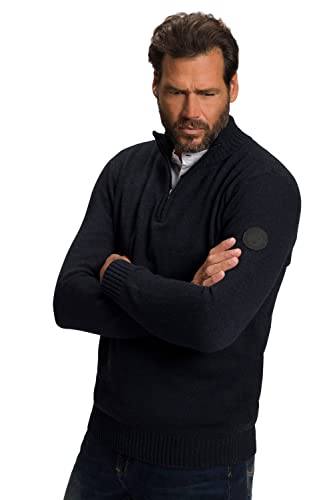 JP 1880 Herren große Größen Übergrößen Menswear L-8XL Stricktroyer, Zippkragen, Melange-Strick, Ärmel Badge Navy blau 3XL 810720130-3XL von JP 1880