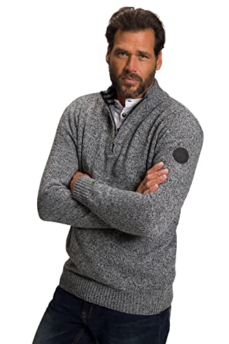 JP 1880 Herren große Größen Übergrößen Menswear L-8XL Stricktroyer, Zippkragen, Melange-Strick, Ärmel Badge grau Melange 3XL 810720123-3XL von JP 1880