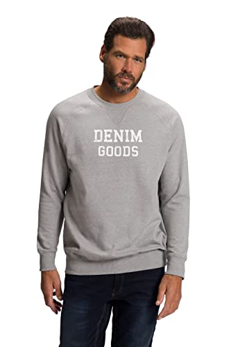 JP 1880 Herren große Größen Übergrößen Menswear L-8XL Sweatshirt, Raglan-Langarm, Statement Print, Melange-Sweat grau Melange 6XL 808657123-6XL von JP 1880