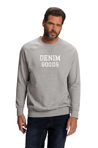 JP 1880 Herren große Größen Übergrößen Menswear L-8XL Sweatshirt, Raglan-Langarm, Statement Print, Melange-Sweat grau Melange L 808657123-L von JP 1880