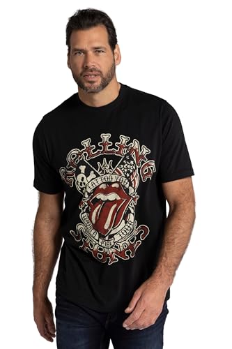 JP 1880 Herren, Bandshirt, Halbarm, Rolling Stones T-Shirt, schwarz, 4XL von JP 1880