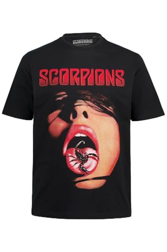 JP 1880 Herren große Größen Übergrößen Menswear L-8XL T-Shirt, Bandshirt, Scorpions, Halbarm, bis 8 XL schwarz 4XL 809409100-4XL von JP 1880