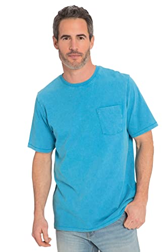 JP 1880 Herren große Größen Übergrößen Menswear L-8XL T-Shirt, Biobaumwolle, Acid Washed, Flammjersey, Halbarm aquamarin 7XL 814626760-7XL von JP 1880