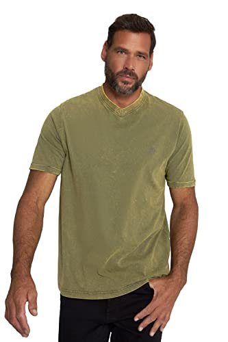 JP 1880 Herren große Größen Übergrößen Menswear L-8XL T-Shirt, Halbarm, Acid Washed, V-Ausschnitt tannengrün 2XT 812632640-2XT von JP 1880